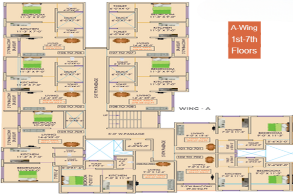 ABHI GARDEN 3 - A Wing - 1st to 7th Floors